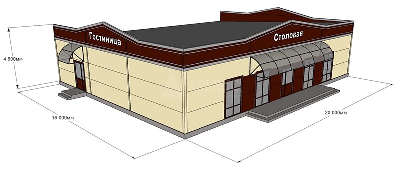 3D визуализация Проект кафе из сэндвич-панелей - фото 1