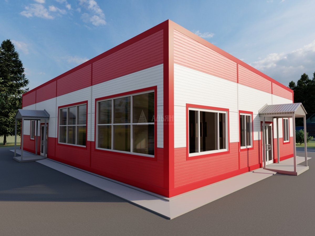 3D визуализация Кафе-столовая из сэндвич-панелей - фото 1