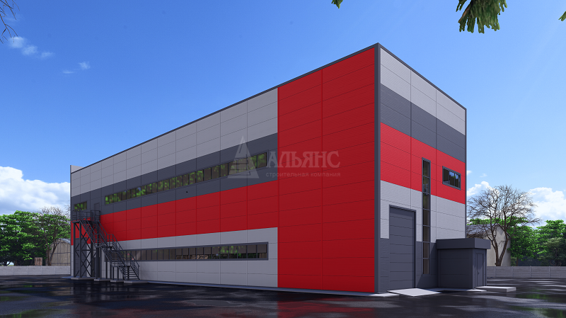 3D визуализация Производственное здание из сэндвич-панелей  - фото 3